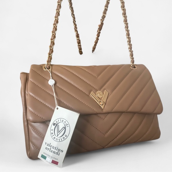 Valentino Orlandi Handbags - Valentino Orlandi Tan Quilted Shoulder Bag